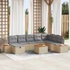 vidaXL Tuin Sofa Set met kussen 9 pcs Beige Poly riet
