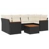 vidaXL 7-delige Loungeset met kussens poly rattan zwart