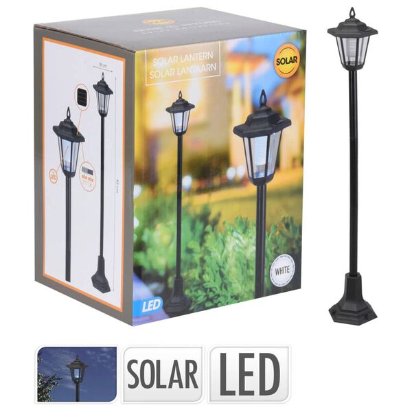 ProGarden Paallamp solar LED 18x83 cm wit en zwart