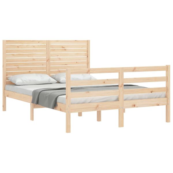 vidaXL Bedframe met hoofdbord massief hout 140x200 cm