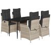 vidaXL 5-delige Tuinset met kussens poly rattan lichtgrijs