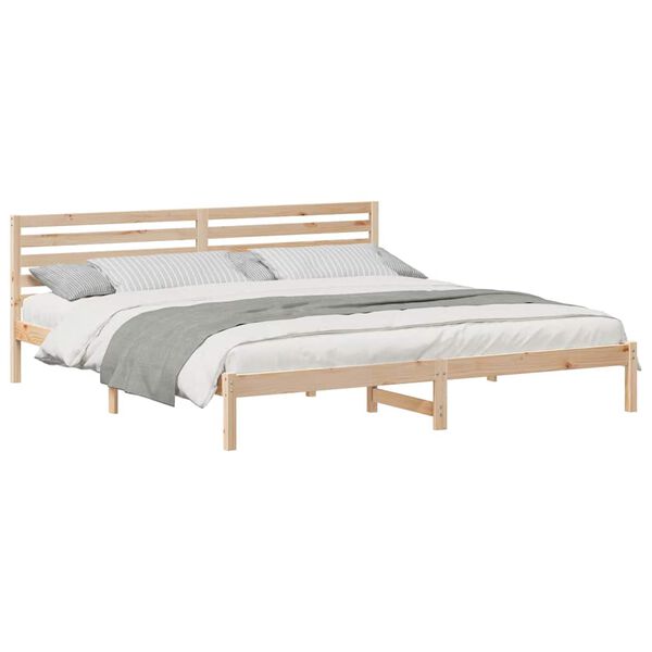 vidaXL Bedframe met hoofdeinde Bruin 180 x 220 cm Massief grenenhout