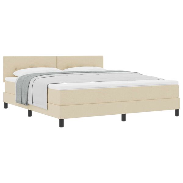vidaXL Boxspringbed met matras met hoofdeinde Cr&egrave;me 180 x 200 cm Stof
