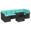 vidaXL Tuin Sofa Set met kussen 8 pcs Zwart Poly riet