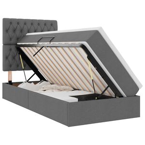vidaXL Opslag bed met matras met opslag Donkergrijs 90 x 190 cm Stof