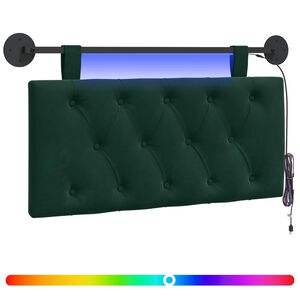 vidaXL Hangend hoofdbord Met LED-verlichting Donkergroen Fluweel