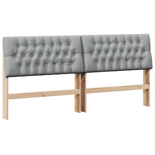 vidaXL Gestoffeerd hoofdbord Lichtgrijs 180 cm Massief grenenhout