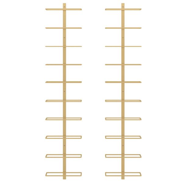vidaXL Wijnrekken 2 st voor 10 flessen wandmontage metaal goudkleurig