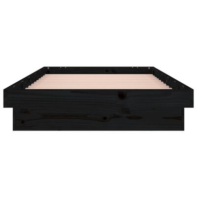 vidaXL Bedframe LED massief hout zwart 100x200 cm