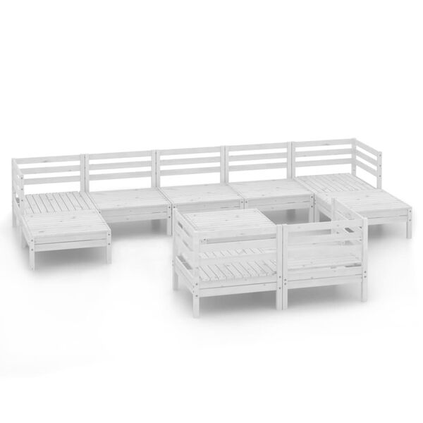 vidaXL 10-delige Loungeset massief grenenhout wit