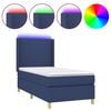 vidaXL Boxspring met matras en LED stof blauw 100x200 cm