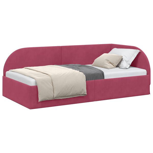 vidaXL Hoekbedframe Wijnrood 80 cm x 200 cm Polyester en multiplex