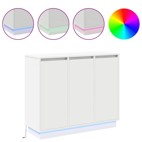 vidaXL LED Sideboard Wit 90 x 32 x 75 cm Bewerkt hout