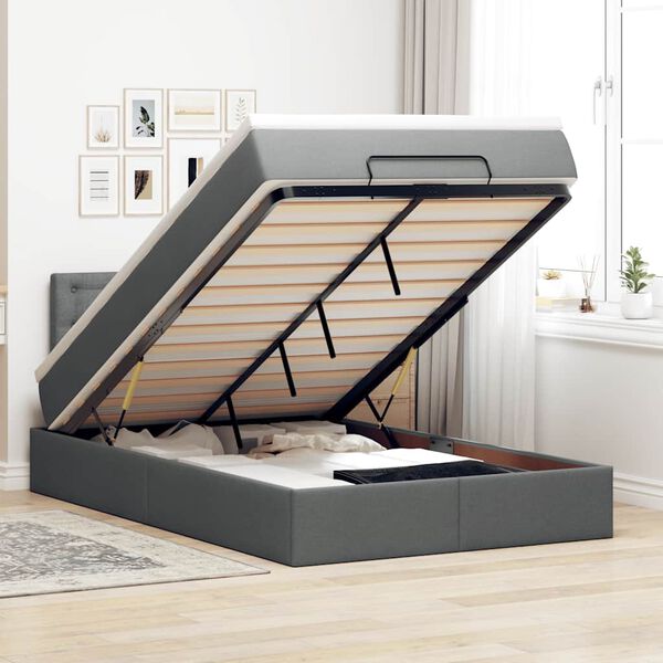 vidaXL Bed met matras 120x190 cm stof donkergrijs