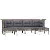 vidaXL 6-delige Loungeset met kussens poly rattan grijs
