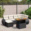 vidaXL 7-delige Loungeset met kussens poly rattan zwart