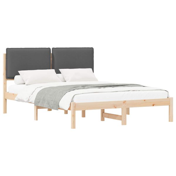 vidaXL Bedframe met Gevoerd Hoofdgedeelte Donkergrijs 160 x 200 cm