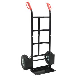 vidaXL Uitschuifbare handkar Zwart en Rood 57 x 46 x 113 cm Staal