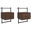 vidaXL Nachtkastjes 2 st wandgemonteerd 35x30x51 cm hout bruineiken