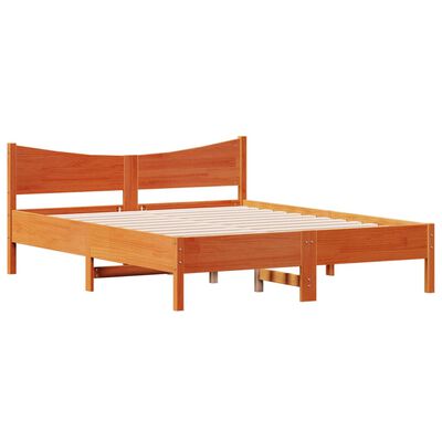 vidaXL Bedframe met hoofdbord massief grenenhout wasbruin 160x200 cm