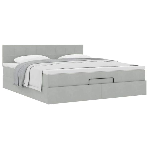 vidaXL Ottoman bed met matras 180x200cm fluweel lichtgrijs