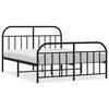 vidaXL Bedframe met hoofd- en voeteneinde metaal zwart 135x190 cm