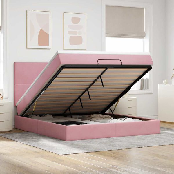 vidaXL Ottoman bed met matrassen 180x200cm fluweel roze