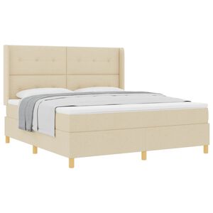 vidaXL Boxspringbed met hoofdeinde Cr&egrave;me 180 x 200 cm Stof