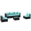vidaXL 6-delige Loungeset met kussens poly rattan zwart