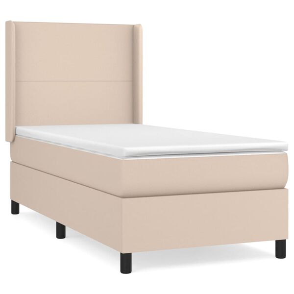 vidaXL Boxspring met matras kunstleer cappuccinokleurig 90x190 cm