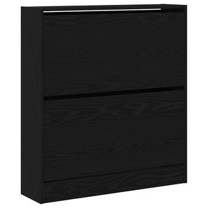 vidaXL Schoenenkast Zwart Eiken 80 x 21 x 87,5 cm Bewerkt hout