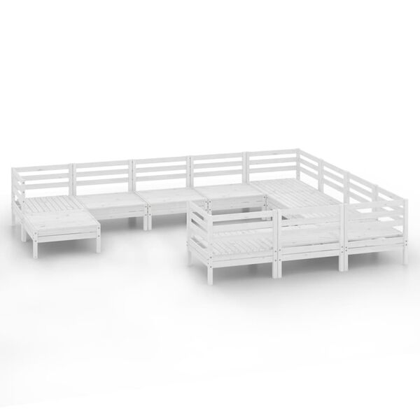 vidaXL 11-delige Loungeset massief grenenhout wit