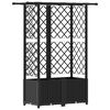 vidaXL Verhoogd Bed met Trellis en Dak Zwart 124,5 x 40 x 138 cm PP