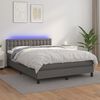 vidaXL Boxspring met matras en LED kunstleer grijs 140x190 cm