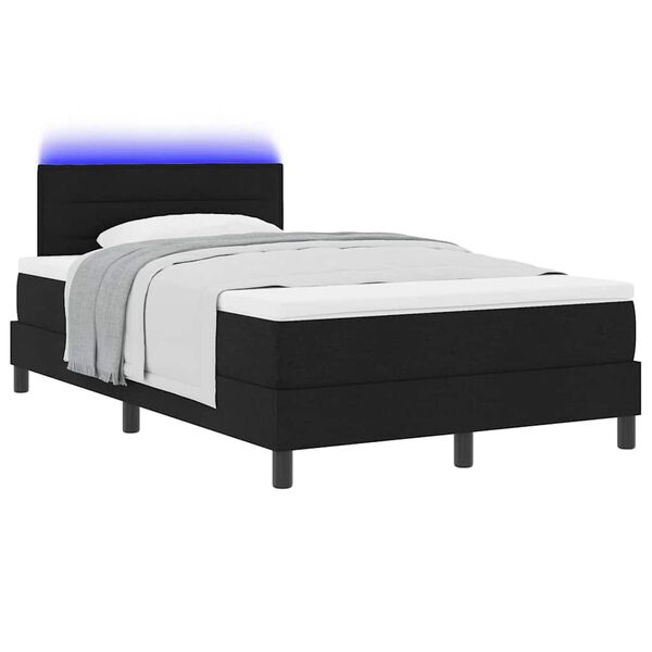 vidaXL Boxspring bed met matras met LED Zwart 120 x 190 cm Stof