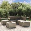 vidaXL 6-delige Loungeset met kussens poly rattan grijs
