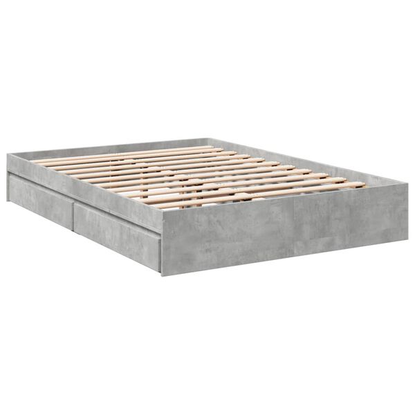 vidaXL Bedframe met lades bewerkt hout betongrijs 140x200 cm