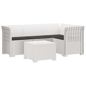 vidaXL 4-Persoons Tuinbank met Kussens Rieten Look PP Wit