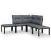 vidaXL 5-delige Loungeset poly rattan zwart en grijs