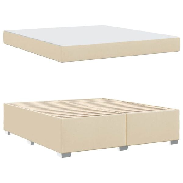 vidaXL Bedframe met matras Cr&egrave;me 180 x 200 cm Stof