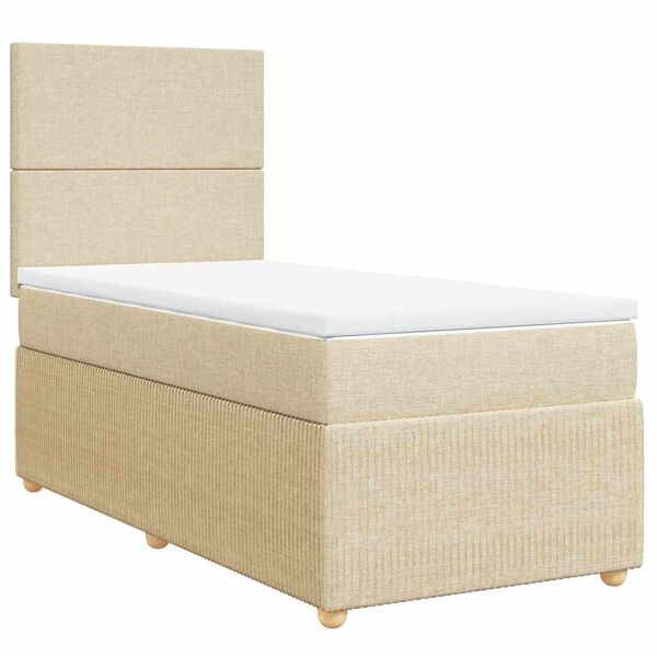 vidaXL Boxspring met matras stof cr&egrave;mekleurig 90x190 cm