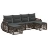vidaXL Tuinbankenset 6 st 6-zits Grijs en Donkergrijs poly rattan