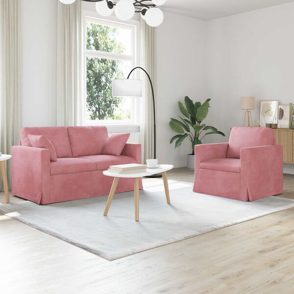 vidaXL Bank 2 pcs Roze 138 x 78 x 80 cm Fluweel