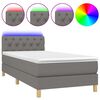 vidaXL Boxspring met matras en LED stof donkergrijs 80x200 cm