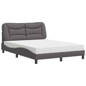 vidaXL Bed met matras "Hvar" kunstleer grijs 140x190 cm