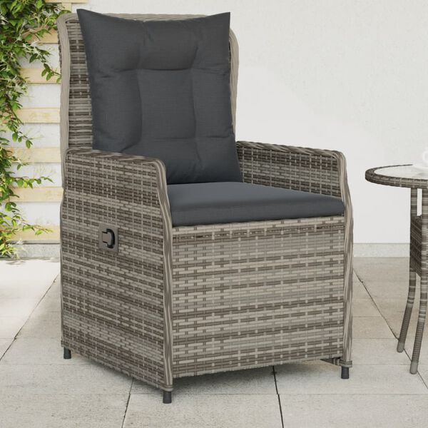 vidaXL Tuinstoelen 2 st verstelbaar poly rattan grijs