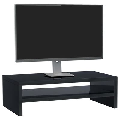 vidaXL Monitorstandaard 42x24x13 cm bewerkt hout hoogglans zwart