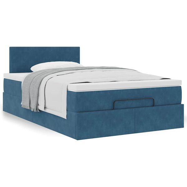 vidaXL Bed poef met matras 120x190 cm fluweel donkerblauw