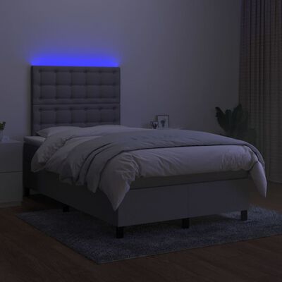 vidaXL Boxspring met matras en LED stof lichtgrijs 120x190 cm