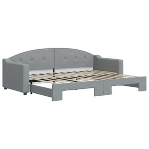 vidaXL Slaapbank met onderschuifbed 80x200 cm stof lichtgrijs